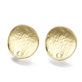 Alloy Stud Earring Findings, with Loop and Steel Pins, Flat Round