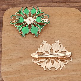Alloy with Enamel Alligator Hair Clips Finding, Flower