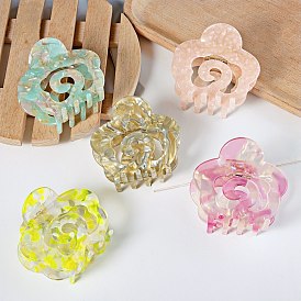 Flower Shape Hair Claw Clip, Cellulose Acetate Ponytail Hair Clip for Girls Women