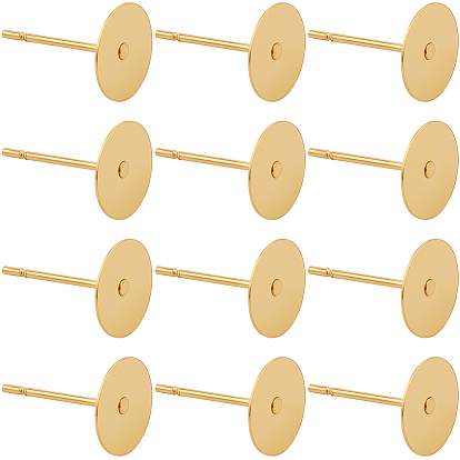 200 шт 304 детали серьги-гвоздики из нержавеющей стали, плоско-круглые