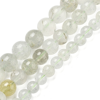 Нити бусин из натурального зеленого берилла, круглые