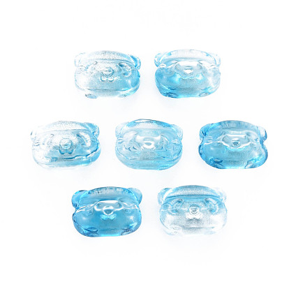 Two Tone Transparent Spray Painted Glass Beads, Bear