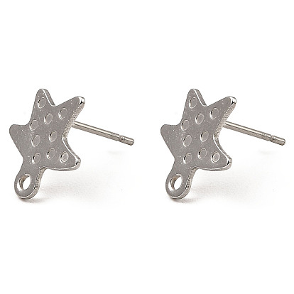 201 Stainless Steel Star Stud Earrings Settings, with 304 Stainless Steel Pins