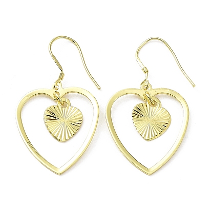 Boucles d'oreilles dnagle en laiton plaqué à crémaillère, cœur, plaqué longue durée