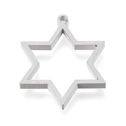 Ion Plating(IP) 304 Stainless Steel Open Back Bezel Pendants, For DIY UV Resin, Epoxy Resin, Pressed Flower Jewelry, Star of David