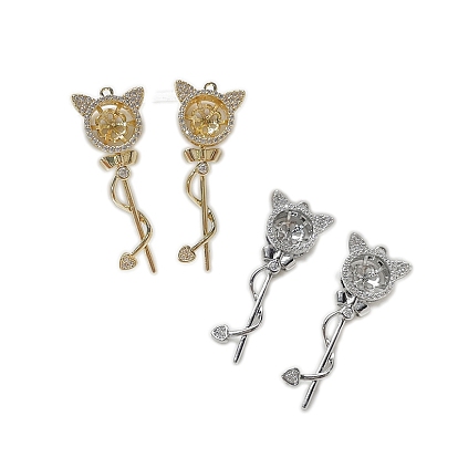 Brass Micro Pave Cubic Zirconia Pendants, Cat