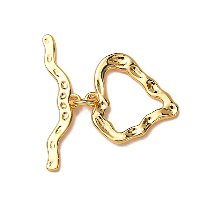 Латуни Переключить застежками, без никеля , стойки покрытие, чеканное текстурированное сердце