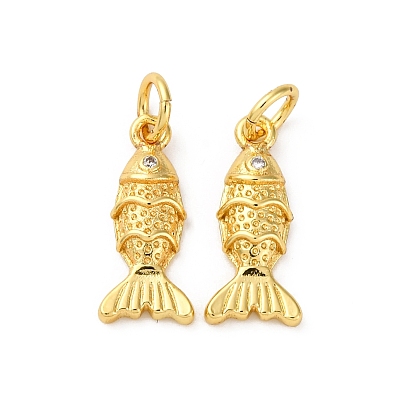Латунные микро проложить кубического циркония подвески, рыба, стойки покрытие, долговечный, без кадмия и без свинца, с целью перехода в кольце