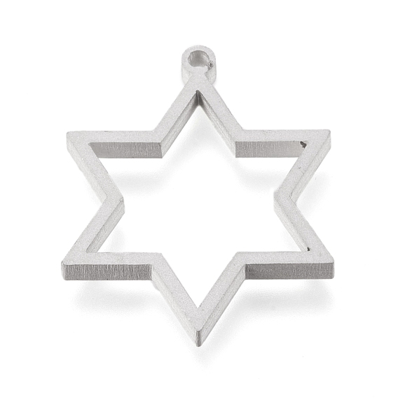 Ion Plating(IP) 304 Stainless Steel Open Back Bezel Pendants, For DIY UV Resin, Epoxy Resin, Pressed Flower Jewelry, Star of David
