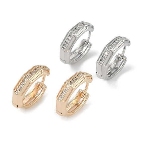 Серьга-кольцо с прозрачным кубическим цирконием из латуни