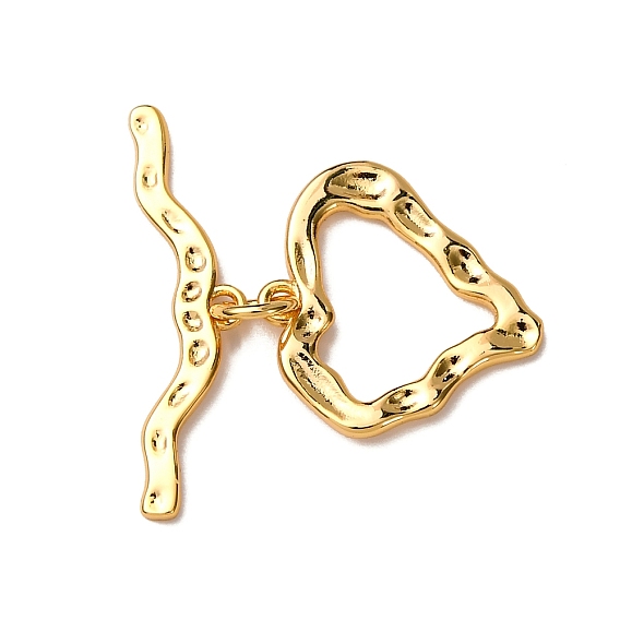 Латуни Переключить застежками, без никеля , стойки покрытие, чеканное текстурированное сердце