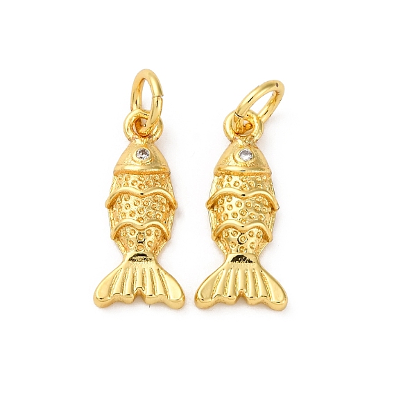 Латунные микро проложить кубического циркония подвески, рыба, стойки покрытие, долговечный, без кадмия и без свинца, с целью перехода в кольце