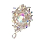 Glass Rhinestone Flower Brooch, Women's Clothes Jewelry, with Alloy Pin