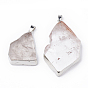 Natural Quartz Crystal Pendants, Rock Crystal Pendants, with Iron Clasps, Mixed Shapes