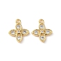 Latón micro pavimenta claro cubic zirconia encantos, encanto de trébol, sin níquel