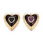 304 подвески из нержавеющей стали и эмали, сердце прелести, ионное покрытие (ip), реальный 18 k позолоченный