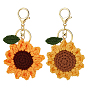 2 шт. 2 стили брелки ручной работы из плетеного волокна в виде подсолнуха, с застежкой для ключей из сплава и железа, золотые