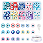 250Pcs 10 Colors Handmade Polymer Clay Beads, 1 Roll Elastic Crystal Thread and 1Pc Aluminum Threaders, for DIY Kits