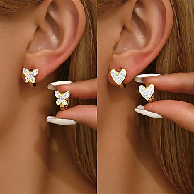 Серьги из 201 нержавеющей стали, со стразами, золотые