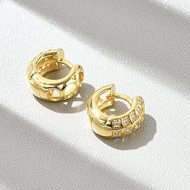 Латунные серьги-кольца из прозрачного кубического циркония, без свинца и без кадмия, долговечный
