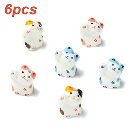 6 шт. 3 цвета, бусины из яркого глазурованного фарфора ручной работы, форма кошки