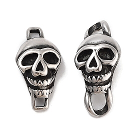 Retro 304 Stainless Steel Halloween Skull Links, for Leather Cord Bracelets Making