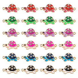 24шт 6 цветной эмалевый сплав подвески разъема, черепаховые звенья с хрустальными стразами, золотой свет, без кадмия, без никеля и без свинца