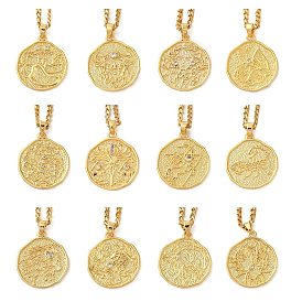 Латунная прозрачная кубическая циркония панцирная цепочка созвездие кулон медаль ожерелья для женщин, реальный 18 k позолоченный