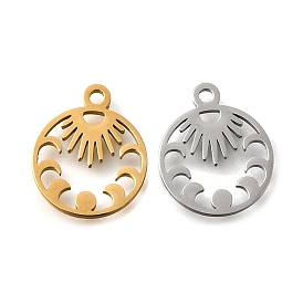 304 прелести нержавеющей стали, плоский круглый с подвеской в виде фаз Луны, лазерная резка