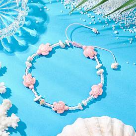 Летние пляжные браслеты с черепахой, браслеты на ногу из синтетических бусин, окрашенной бирюзы, магнезита и стеклянных семян