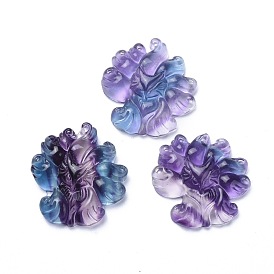 Carved Natural Fluorite Pendants, Fox