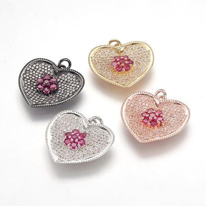 Латунные микро проложить кубического циркония подвески, сердце