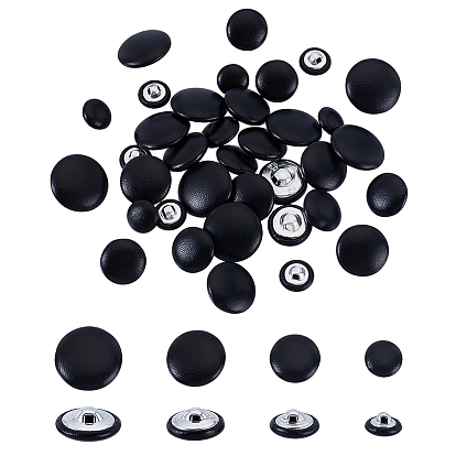 40 шт. 4 стили 1 пуговицы из искусственной кожи с отверстием, с алюминиевыми выводами, Гриб кнопки