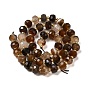Natural Coffee Stripe Agate/Banded Agate Beads Strands, with Seed Beads, Faceted Rondelle