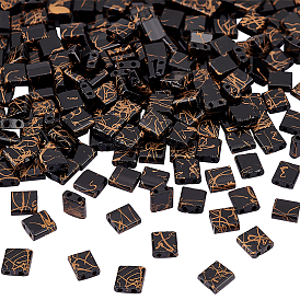 240шт 2стеклянный бисер с отверстием, непрозрачные цвета в античном стиле, квадратный