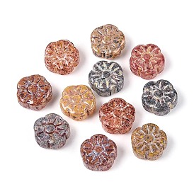 Пикассо, запеченная краска, стекло и золотые ажурные бусины, цветок