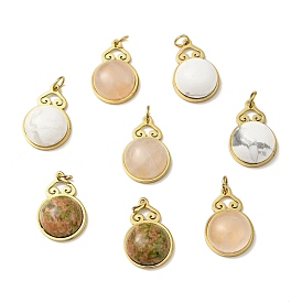 Cloud Natural Gemstone Pendants, with Ion Plating(IP) Golden Tone 304 Stainless Steel Findings, Half Round Charm