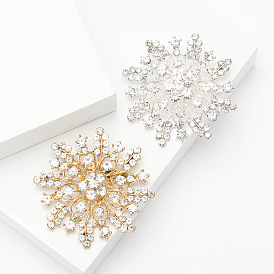 Alloy and Clear Glass Rhinestone Christmas Snowflake Brooch for Women