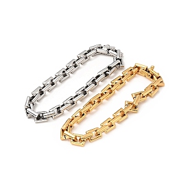 304 Stainless Steel Rectangle Link Chain Bracelet for Men Women
