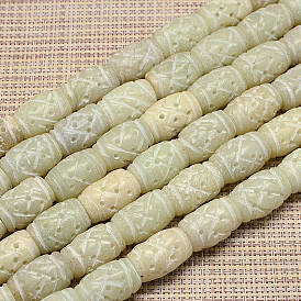 Henan naturales talladas de jade hebras de cuentas, teñido, calentado, barril