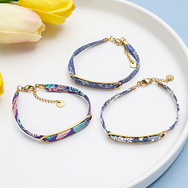 Браслеты из тканевого шнура, 304 женские украшения из нержавеющей стали, золотые