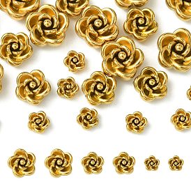 24 шт 3 стили 304 бусины из нержавеющей стали, роза