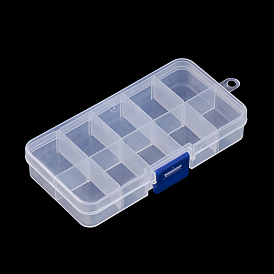  Plastic Bead Containers, Adjustable Dividers Box, Bead Storage, Removable 10 Compartments, Rectangle