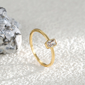 Простые латунные кольца с кубическим цирконием для женщин, прямоугольные, кольца в западном стиле