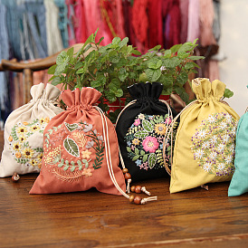 Jinhao embroidery handmade diy material bag drawstring portable Lu embroidery cosmetic bag non-cross-stitch storage bag