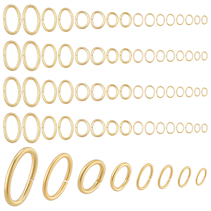800pcs 8 styles 304 anneaux de jonction en acier inoxydable, Anneaux ouverts, ovale