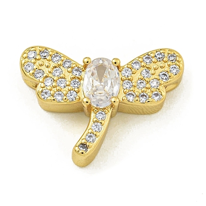 Стойка покрытие латунь паве кубический цирконий эмалированные бусины, без свинца и без кадмия, реальный 18 k позолоченный, стрекоза