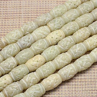 Henan naturales talladas de jade hebras de cuentas, teñido, calentado, barril
