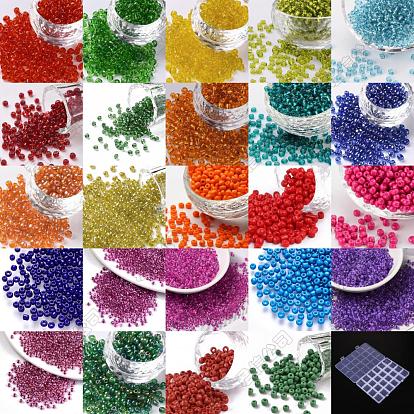 288G 24 Styles Glass Seed Beads, Mixed Styles, Round