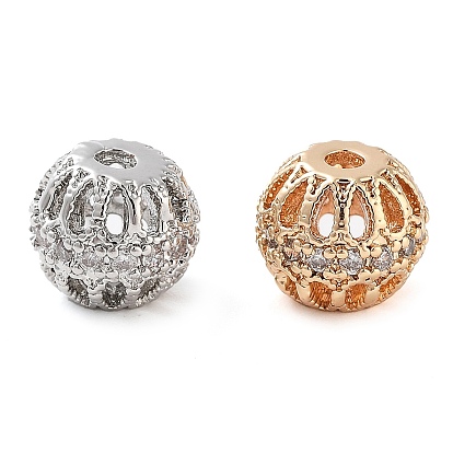 Латунные микропаве из прозрачного кубического циркония, без кадмия, без никеля и без свинца, круглые